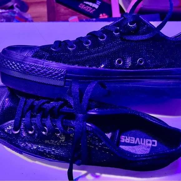 Converse Black Canvas Sneakers with Sequins - Picture 4 of 8